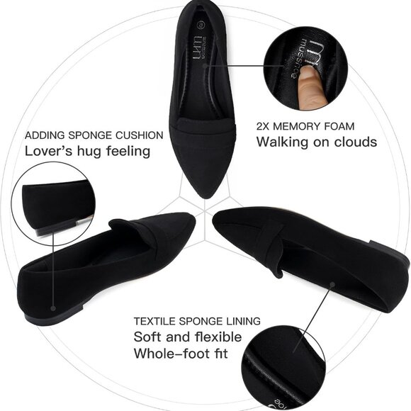 Women's Suede Flats Size 7.5 Slip-On Office Casual Elegant Loafers - Picture 4 of 6